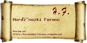 Horánszki Ferenc névjegykártya